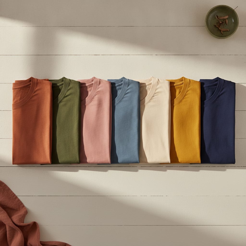 Overzicht van shirts in kleuren geschikt voor fotografie kleding webshop platforms