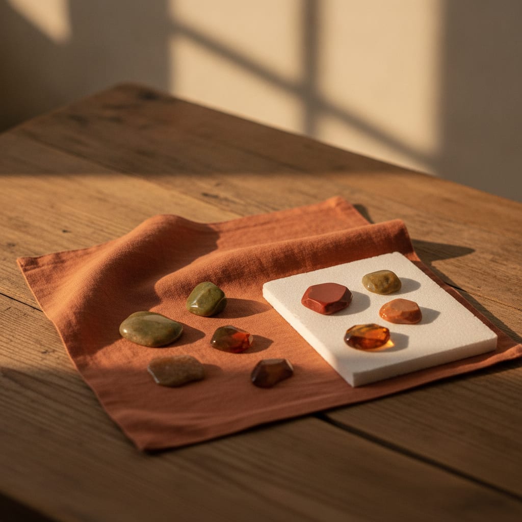 Materialen die reflecties temperen bij sieraden fotografie op een houten tafel